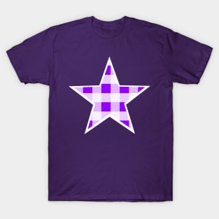 Purple and White Buffalo Plaid Star T-Shirt